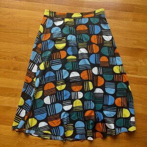 Retro Print Midi Skirt